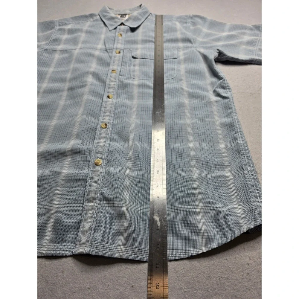 The North Face Shirt Mens Large Blue Plaid Pocket Short Sleeve Button-Up Outdoor